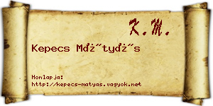 Kepecs Mátyás névjegykártya